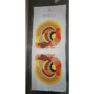 THANKSGIVING TURKEY Fabric PANEL vintage CRANSTON cut sew Keepsake Crafts New